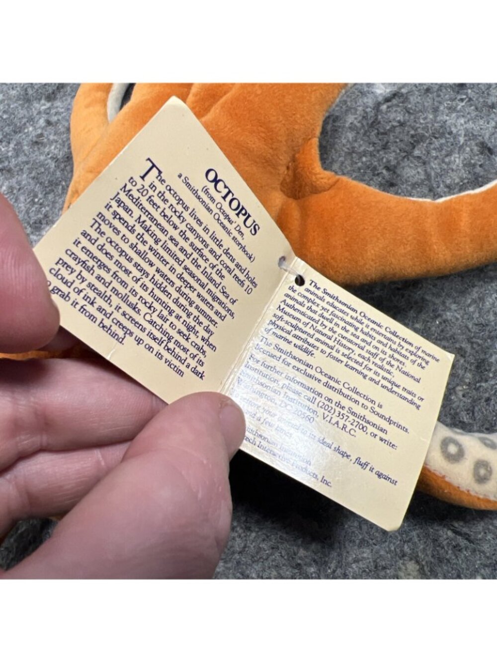 Vintage Octopus Plush 11” Soundprints Smithsonian Oceanic Collection Stuffed - Picture 10 of 11